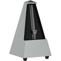 Wittner Metronom Taktell Pyramidenform System Maelzel Designer Serie - Kunststoffgehäuse - Mit Glocke - Hellsilberfarben - Mechanisch zum Aufziehen - Keine Batterien erforderlich - Made in Germany