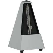 Wittner Metronom Taktell Pyramidenform System Maelzel Designer Serie - Kunststoffgehäuse - Mit Glocke - Hellsilberfarben - Mechanisch zum Aufziehen - Keine Batterien erforderlich - Made in Germany