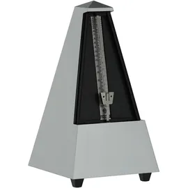 Wittner Metronom Taktell Pyramidenform System Maelzel Designer Serie - Kunststoffgehäuse - Mit Glocke - Hellsilberfarben - Mechanisch zum Aufziehen - Keine Batterien erforderlich - Made in Germany