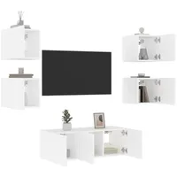 vidaXL TV-Schrank 6-tlg. Wohnwand mit LED-Beleuchtung Weiß Holzwerkstoff (1-St) weiß