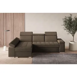 moeblo Ecksofa L mit Schlaffunktion, verstellbaren Kopfstützen & Bettkasten – Modernes Schlafsofa mit Stauraum - Ecksofa Luka L - Braun (Twist 0... - Braun
