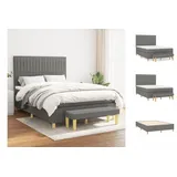 vidaXL Boxspringbett mit Matratze Dunkelgrau 140x190 cm Stoff