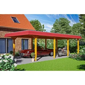 SKANHOLZ Wendland Einzelcarport 4,09 x 8,70 m eiche hell mit EPDM-Dach und Pfostenanker