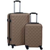 vidaXL Hartschale Trolley Set 2-tlg. 4 360-Grad-Rollen Hartschalenkoffer Reisekoffer Koffer Kofferset Handgepäck Bordgepäck Reise Braun ABS