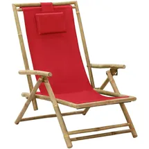 vidaXL Relaxstuhl Verstellbar Rot Bambus und Stoff