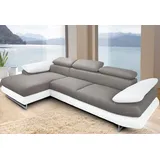Cotta Ecksofa COTTA "Solution L-Form", weiß (altweiß, grau), B:286cm H:73cm T:167cm, Sofas, Ecksofa, mit Arm- & Kopfteilverstellung, wahlweise mit Bettfunktion