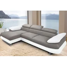 Cotta Ecksofa COTTA "Solution L-Form", weiß (altweiß, grau), B:286cm H:73cm T:167cm, Sofas, Ecksofa, mit Arm- & Kopfteilverstellung, wahlweise mit Bettfunktion