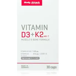 Body Attack Vitamin D3 +K2 Kapseln mit Vitamin D 30 KAP