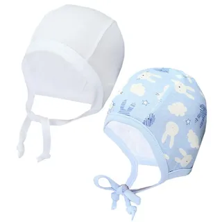 TupTam Erstlingsmütze TupTam Unisex Baby Erstlingsmütze zum Binden 2er Pack blau 62-68