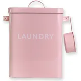 Intirilife Waschmittelbox mit Deckel und Dosierlöffel in Rosa- 1,8Liter- Metall Aufbewahrungsbox für Waschmittel mit Schaufel - Laundry Dose Deck...