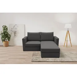 2-Sitzer DOMO COLLECTION "800015, als Sitzmöbel oder Schlafgelegenheit nutzbar, Schlafsofa", grau (anthrazit), B:178cm H:90cm T:80cm, 100% Polyester, Sofas, Sitzfläche mit Federkern, inkl. 2 Rückenkissen