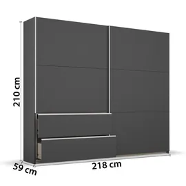 Rauch Möbel Sevilla Schrank Kleiderschrank Schwebetürenschrank, Grau metallic, Schwarz, Griffleisten alufarbig, 2-türig, inkl. 2 Kleiderstangen, 2 Einlegeböden BxHxT 218x210x59 cm