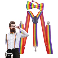 Hosenträger Regenbogen Fliege Set Fashion Verstellbare Hosenträger Für Pride, Sommer Und Festival Cosplay Party