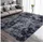 luxuskollektion Teppich Rund Flauschig Groß Hochflorteppich 160 x 200 cm Grau/Schwarz