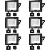 50W LED Strahler mit Bewegungsmelder Außen, Superhell 6500K 5000LM Kaltweiß LED Fluter Leuchte mit Bewegungssensor, IP66 Wasserdicht Außenstrahler Fluter Flutlicht für Garten, Innenhöfe, 6-Teilig