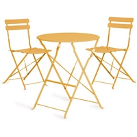 Vanage Bistro Set Balkon Balkonmöbel klappbar Set 3-teilig gelb, pulverbeschichteter Stahl, wetterbeständig, wasserfest, Besteht a... | Gelb
