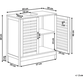 Beliani Waschbeckenunterschrank 60 x 60 x 30 cm Hellbraun
