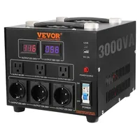 Vevor 3000W Spannungswandler Transformator AC 110V⇋220V Transformer Wandler 3 US NEMA 5-15R 3-polige Ausgangssteckdosen, 3 europäische Shucko-Ausgangssteckdosen, 1 USB-Buchse und 1 Typ-C-Buchse