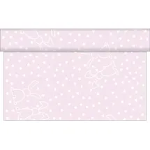 sovie HOME Tischläufer Rabbits in Rosa aus Linclass® Airlaid, 40 cm x 4,80 m, 1 Stück, - Ostern Punkte Hase
