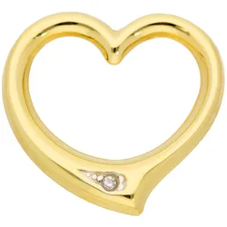 Ketten-Anhänger ADELIA ́S "333 Gold Anhänger Swingheart mit Diamant", gold, Schmuckanhänger, Damen, Damen, 0,005 ct VVS = sehr sehr kleine Einschlüsse, Weißgold 333, mit Diamant Goldschmuck für Damen