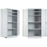 Schrank & Stuhl 2 Werkstattschränke XXL Schwerlastschränke 195 x 92 x 60 cm (HxBxT) GRAU - KOMPLETT MONTIERT