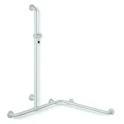 Hewi 801 Duschhandlauf 801.35.32050 962/962 x 1100 mm, stahlblau, mit verschiebbarer Brausehalterstange