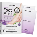 Grace & Stella und Dr. Pedicure Hornhaut Socken, Fußmaske, Vegane Foot Peel Mask für Trockene, Fußpeeling für Rissige Füße, Fussmaske für Weiche und Gepflegte Füße [Lavender, 2 Paar]