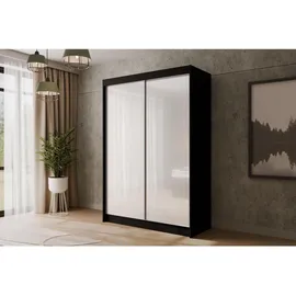 altdecor Schiebetürenschrank PEKA 120 x 215 x 61 cm Schwarz/Weiß
