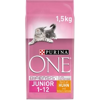 PURINA ONE Junior, Reich an Huhn und Vollkorn-Getreide Katzentrockenfutter, 6er Pack (6 x 1500 g)