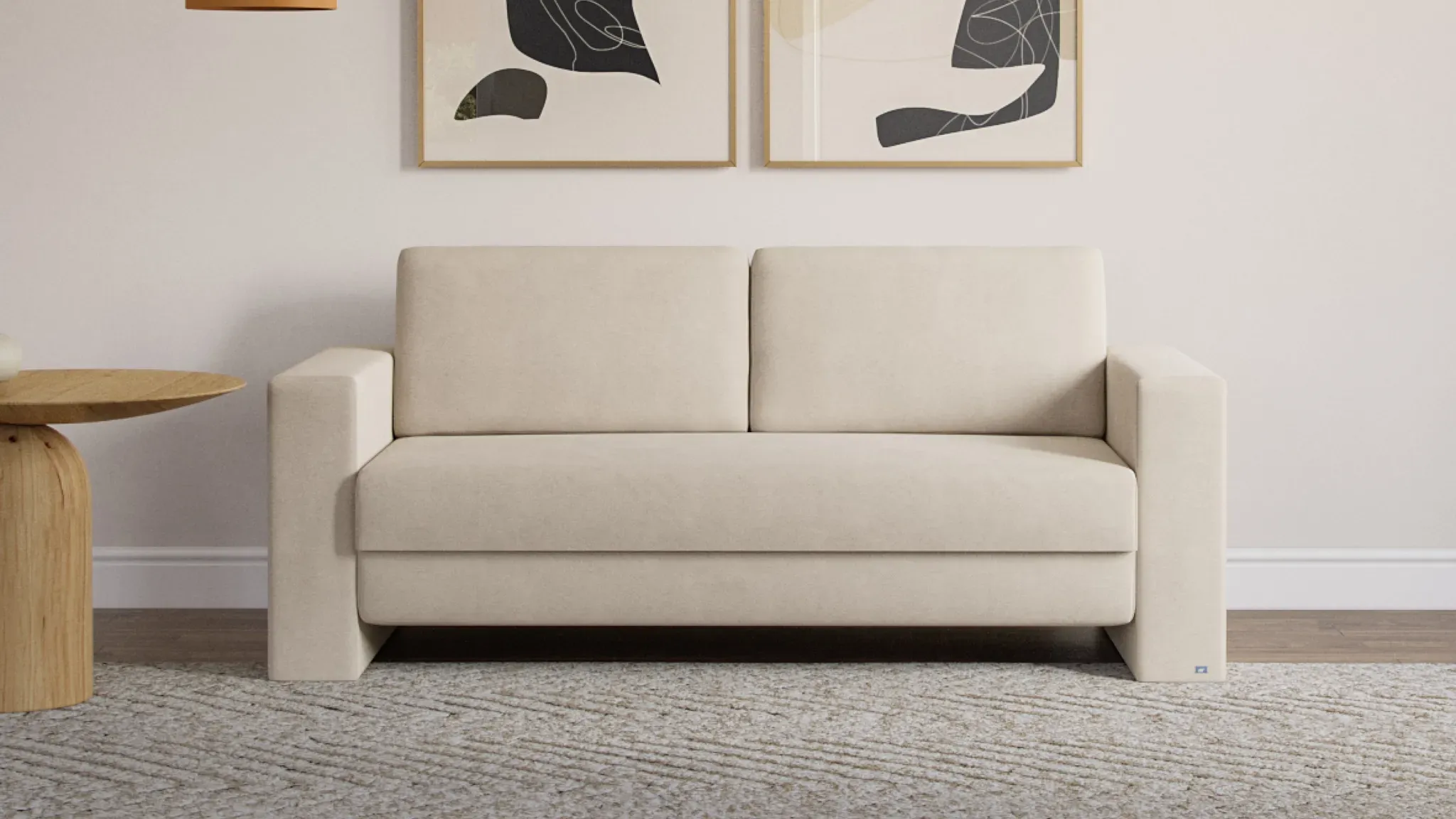 BRUNO Schlafsofa 120cm in Beige | stabiles Massivholz & Boxspringkomfort
