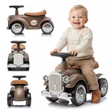 SUN BABY Rutschauto ab 1 Jahr Retro Classic, Rutschauto Indoor, Auto Kinder, Baby Auto, Gehhilfe mit Horn (Braun)
