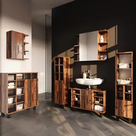 Vicco Wäscheschrank Badezimmerschrank Badschrank Fynn Eiche rustikal, 78.4 x 91.6 cm