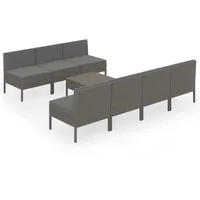 vidaXL 8-tlg Garten-Lounge-Set mit Auflagen Poly Rattan Grau