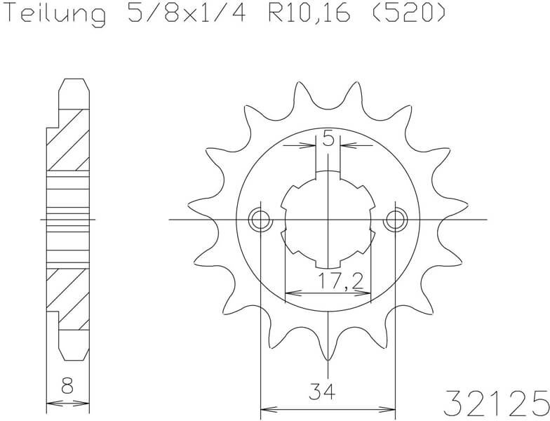 ESJOT Kettingpinion, 15 tanden