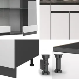 Vicco Küchenzeile R-Line J-Shape 140 cm Weiß/Anthrazit