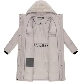 Navahoo Damen, Winter Steppmantel warmer Plüschmantel mit Taillengürtel in Material-Mix mit Teddyfell Funkelteddy 14 Bone Gr. M - M