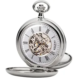 Taschenuhr REGENT "P700", silber (silberfarben), Taschenuhren, Damen, Herrenuhr, Handaufzug, Acrylglas