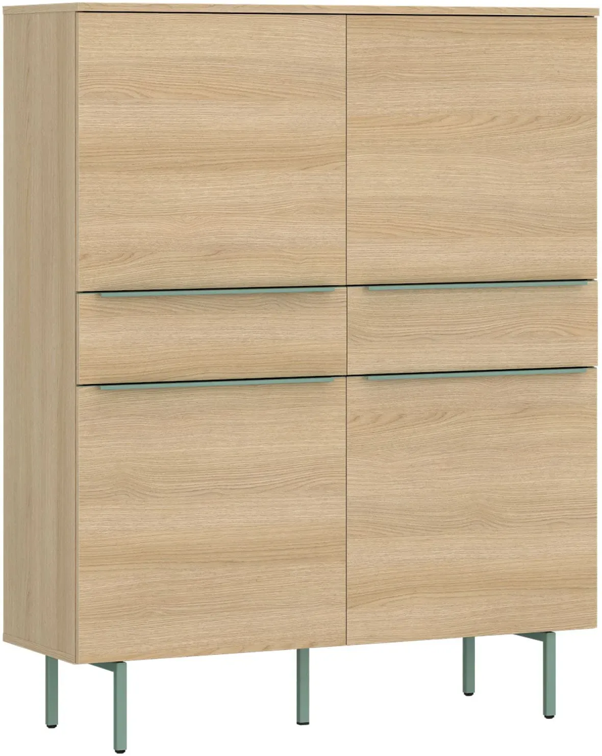 Hochkommode TOM TAILOR HOME, light oak, B:110cm H:143cm T:42cm, Holzwerkstoff, Melamin, Spanplatte, Sideboards, Highboard, Breite 110 cm,4 Türen,2 Schubladen, viel Stauraum