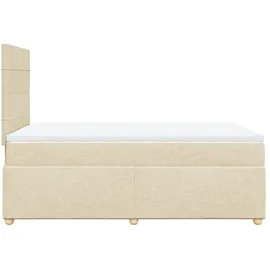vidaXL Boxspringbett mit Matratze Creme 120x200 cm Stoff - Creme