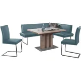 K+W Komfort & Wohnen Essgruppe Santos III, (4-tlg), gepolsterte Eckbank und Stühle, langer Schenkel rechts oder links blau 205 cm x 86 cm x 158 cm