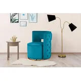 Kayoom Sessel Drehsessel Beverly 125, drehbar, Gestell aus Eisen,samtige Oberfläch (1-St), rund, glamourös, gesteppter Rücken, abgerundete,Drehsessel blau