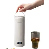 BUMHUM Reise-Wasserkocher Reise-Wasserkocher 300W Reise-Elektrisch-Wasserkocher, 500 ml Tragbarer Mini-Heizbecher, Thermobecher 316 Edelstahl-Liner weiß