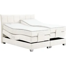 Inter Boxspringbett Bern 200x200 cm mit Motor weiß Coral 70 - Weiß