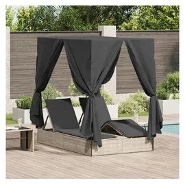 vidaXL Doppelte Sonnenliege mit Dach 205 x 129 x 200 cm Hellgrau