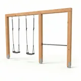 EXIT TOYS Doppelte Holzschaukel mit Reckstange 140 cm Verzinkt