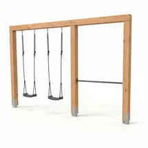 EXIT TOYS Doppelte Holzschaukel mit Reckstange 140 cm Verzinkt