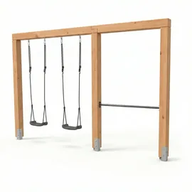 EXIT TOYS Doppelte Holzschaukel mit Reckstange 140 cm Verzinkt