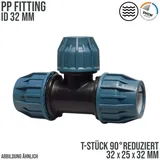 Jason Rohrverbinder T-Stück reduziert 32 x 25 x 32 mm grau