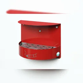 Proregal Wandascher mit Schutzdach verschließbar 1,5 Liter, HxBxT 23 x 30 x 15 cm Verzinkter Stahl Rot