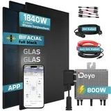 sunniva Balkonkraftwerk Full Black Bifazial 1840 W inkl. DEYE 800 W Wechselrichter + 4 x 460 W Solarmodule